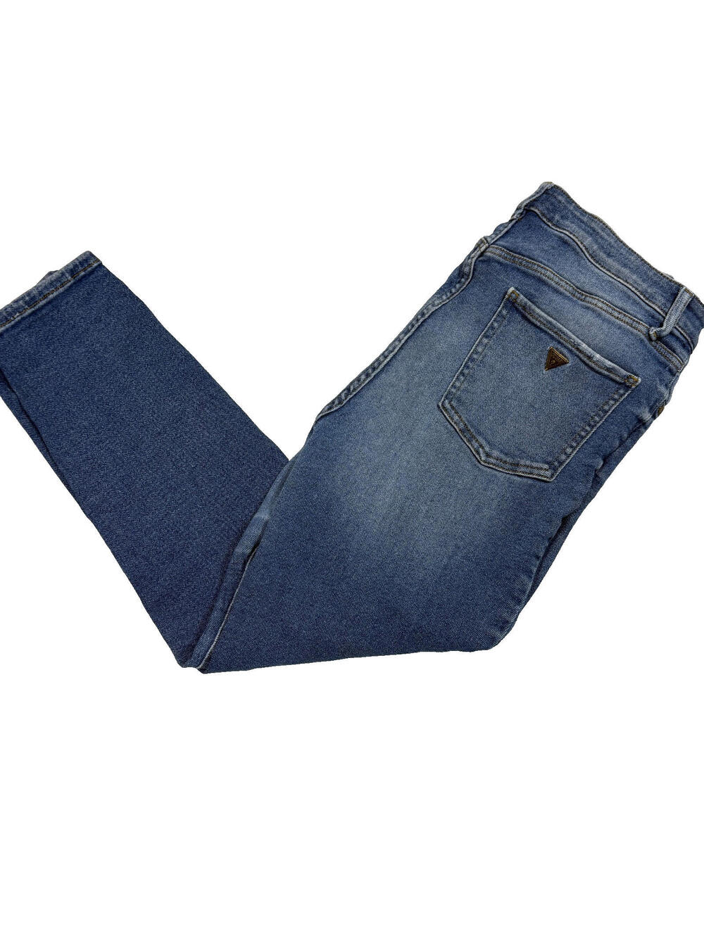 Guess Womens Distressed Skinny Jeans Blue Size 32 Ripped Denim Y2K Grunge